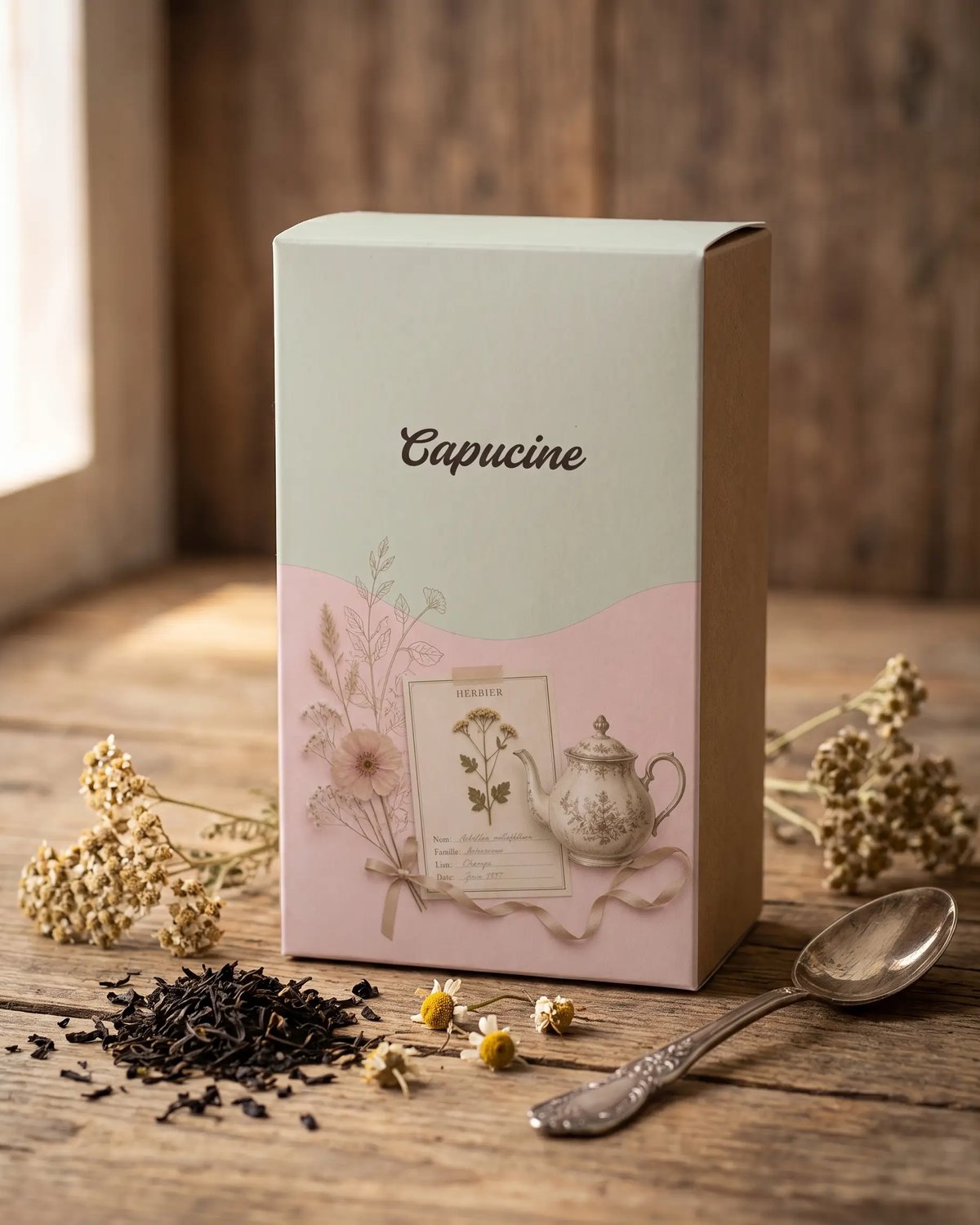 La boîte de thé, façon planche d’herbier