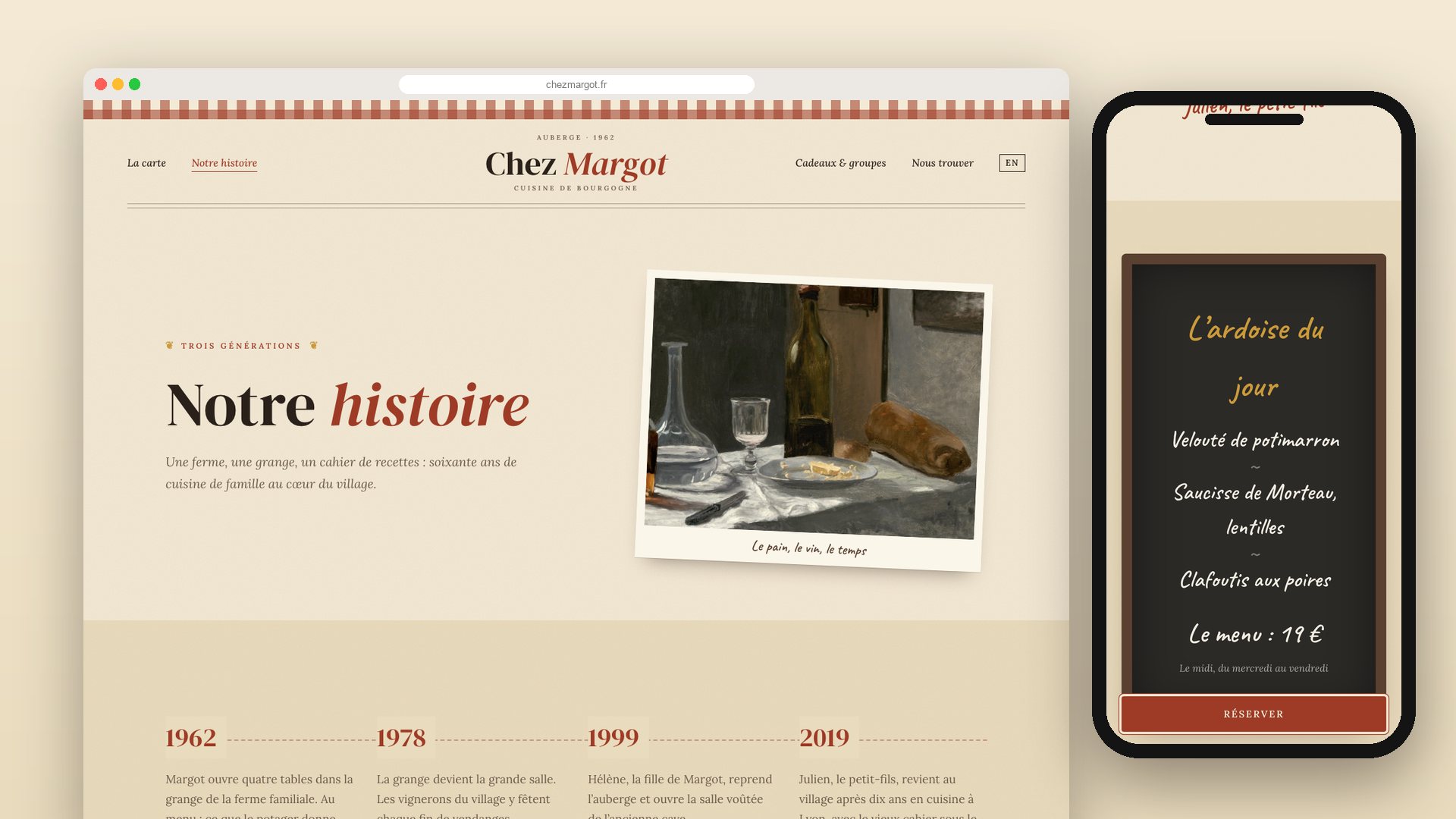 Notre histoire : la frise de 1962 à aujourd’hui, le cahier de Margot et les producteurs voisins