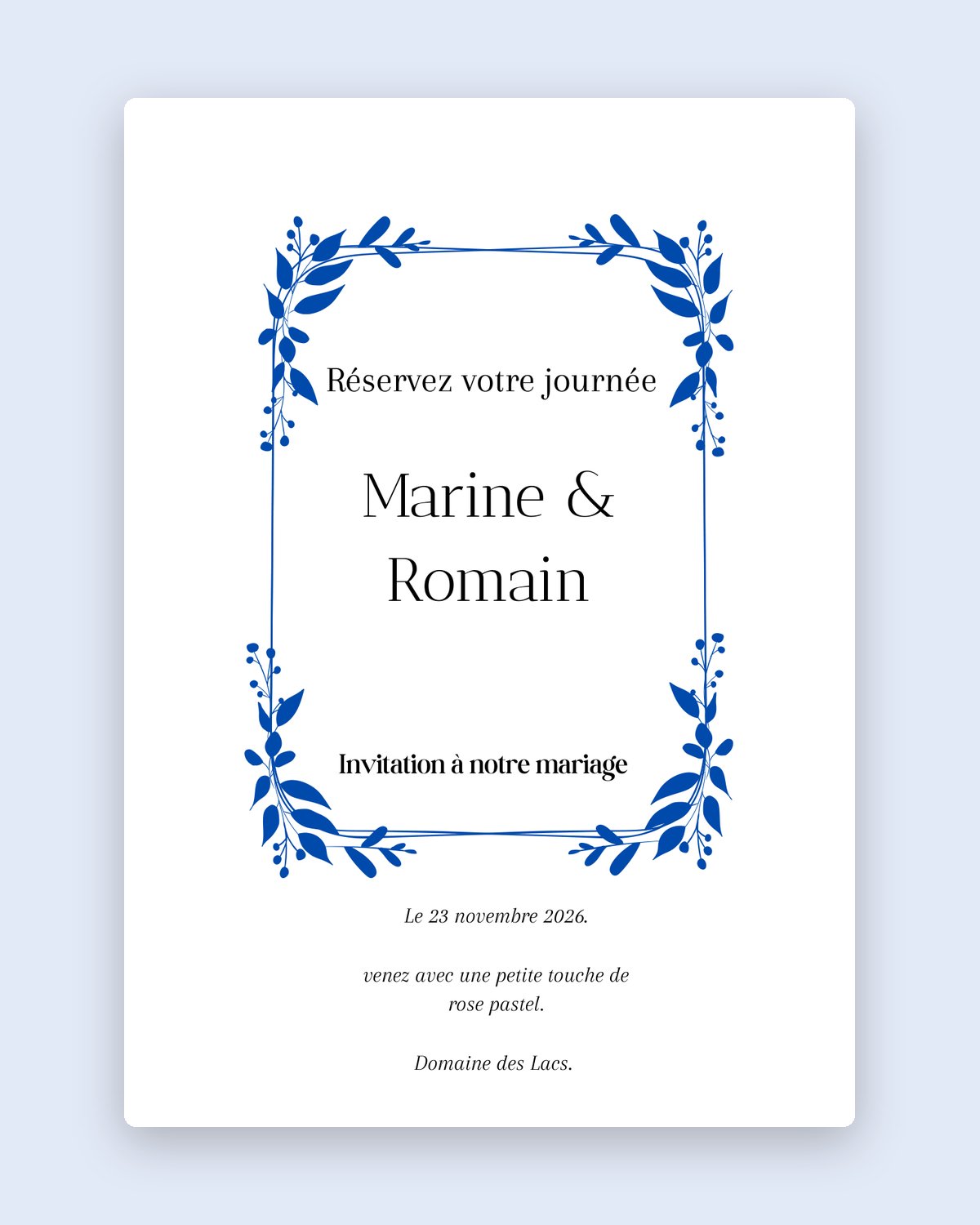 Faire-part style faïence bleue