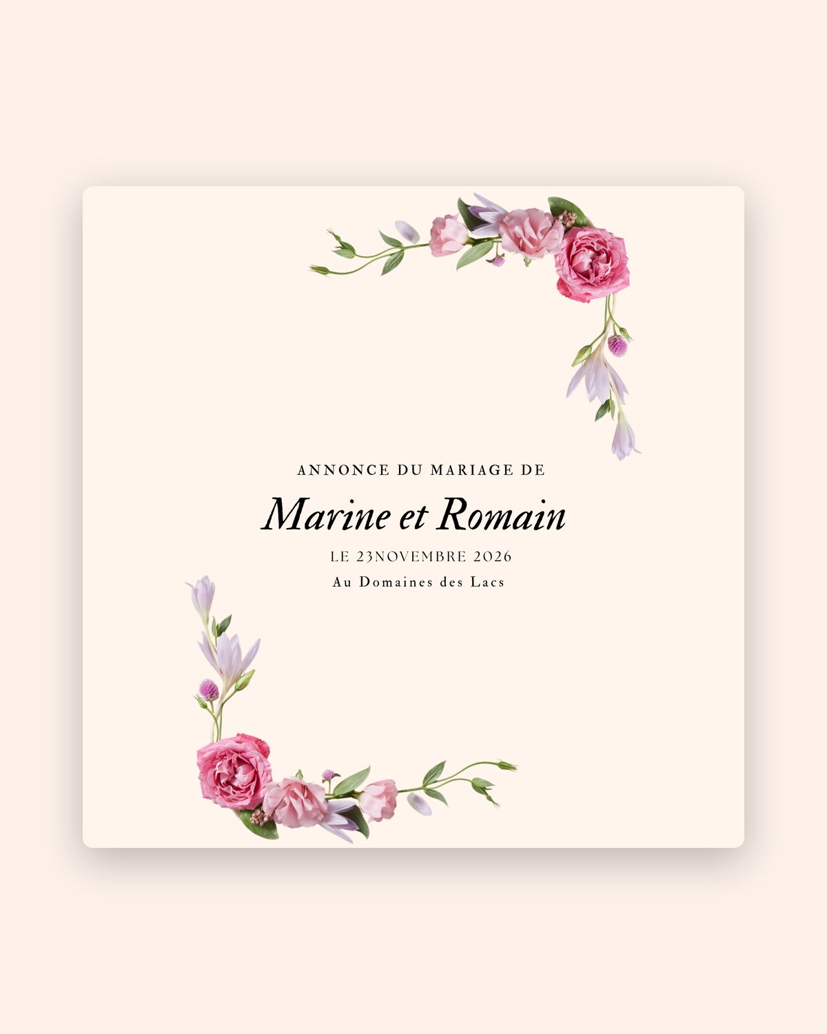 L’annonce de mariage au format carré, pour les réseaux