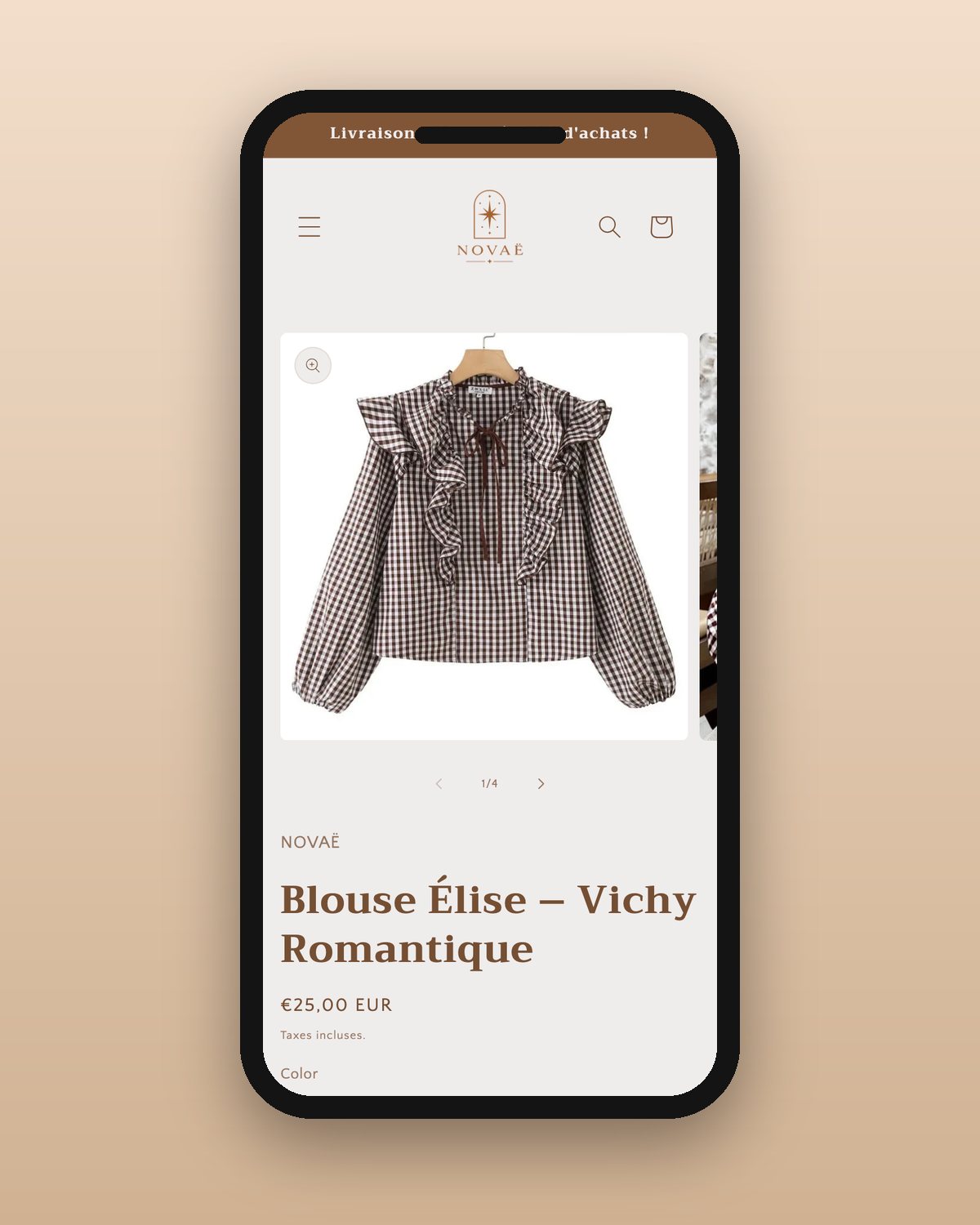 Sur téléphone : une fiche produit
